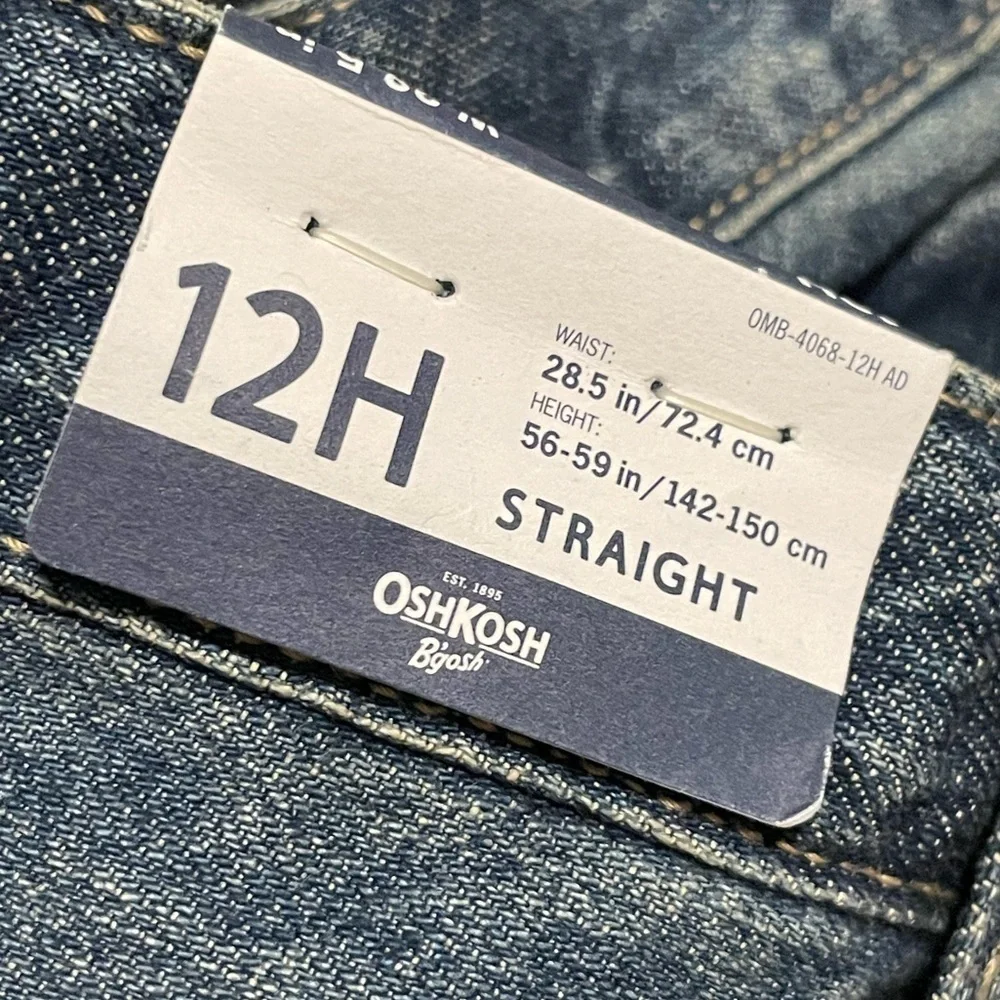 Oshkosh Boys Straight Jeans Dark Wash Size 12 NWT